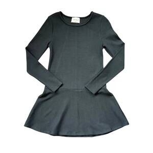 NEW TENLY girl's rayon rib long sleeve tank dress in black